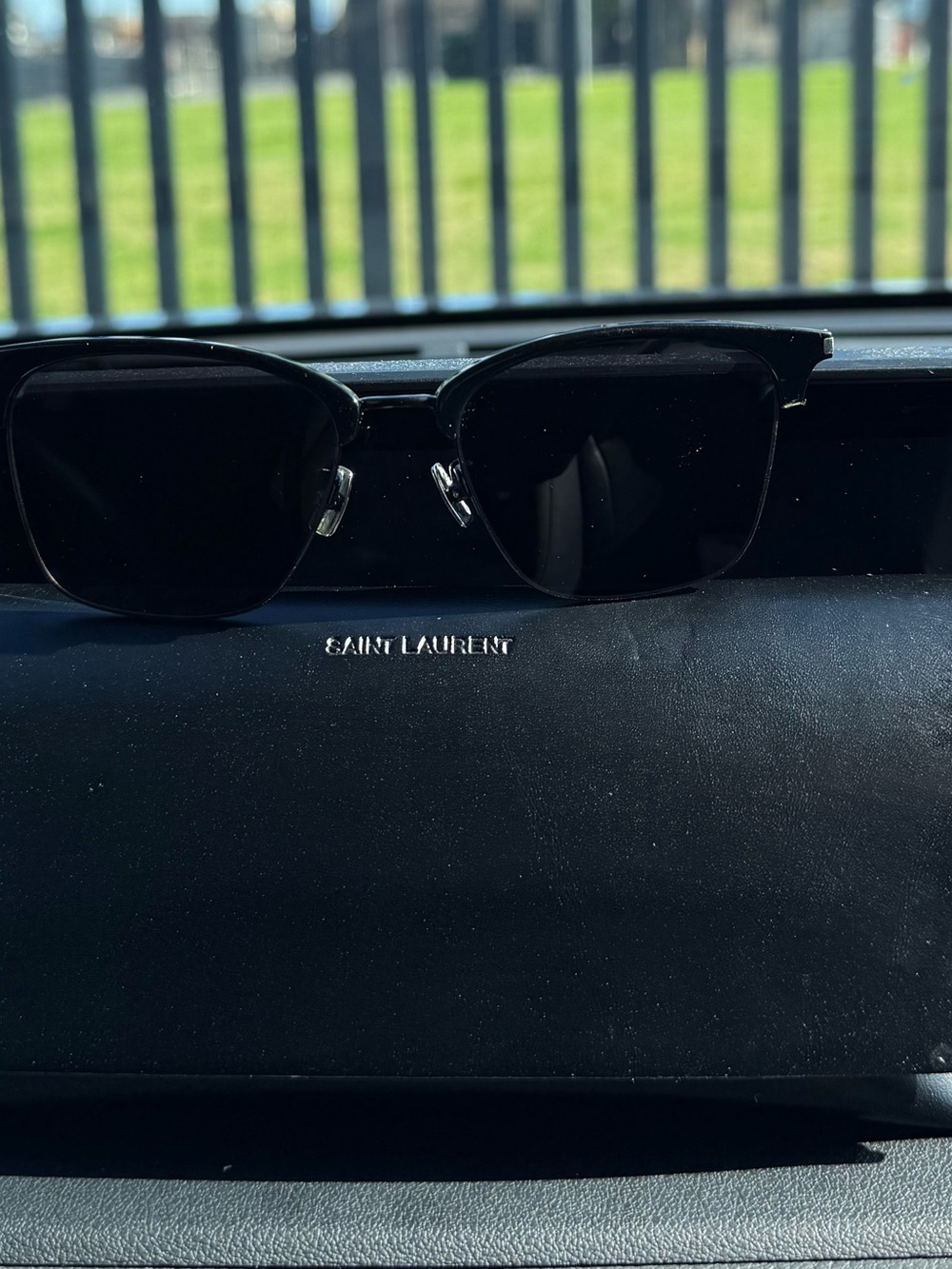 Saint Laurent Black Semi-Rimless Sunglasses
